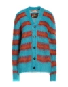Marni Woman Cardigan Turquoise Size 16 Mohair Wool, Polyamide In Blue