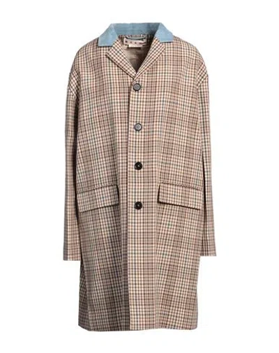Marni Woman Coat Beige Size 6 Virgin Wool, Lambskin