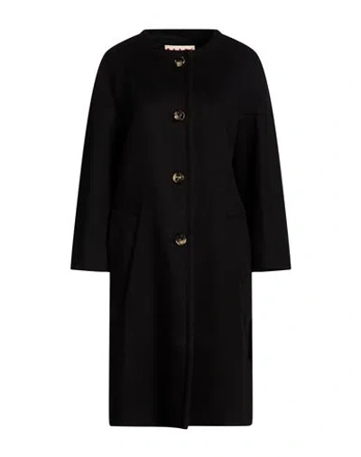 Marni Simple Long-sleeved Woolen Coat In Black