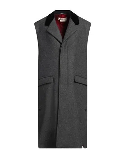 Marni Woman Coat Grey Size 8 Virgin Wool, Cotton, Calfskin