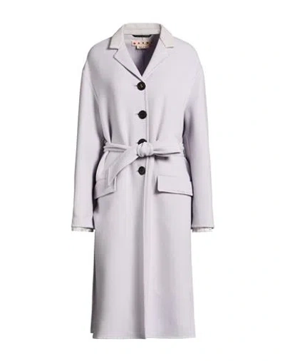 Marni Woman Coat Lilac Size 4 Wool, Cashmere, Ovine Leather In Purple