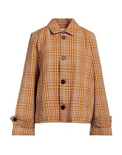 Marni Woman Coat Marigold Size 10 Virgin Wool, Lambskin In Yellow