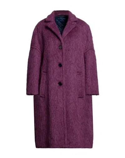 Marni Woman Coat Mauve Size 6 Synthetic Fibers, Acrylic, Wool, Alpaca Wool, Mohair Wool In Purple