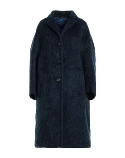 Marni Woman Coat Midnight Blue Size 4 Synthetic Fibers, Acrylic, Wool, Alpaca Wool, Mohair Wool
