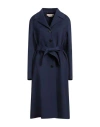 Marni Woman Coat Navy Size 10 Virgin Wool, Cashmere, Polyamide In Navy Blue