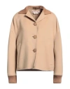 Marni Rib Trim Buttoned Jacket In Beige