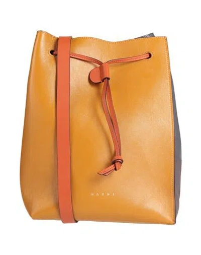 Marni Woman Cross-body Bag Camel Size - Cow Leather, Cotton, Brass In Sand