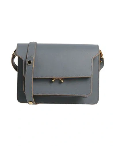 Marni Woman Cross-body Bag Charcoal Size - Cow Leather, Brass In Gray