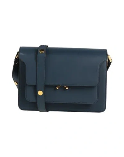 Marni Woman Cross-body Bag Midnight Blue Size - Cow Leather, Brass, Steel