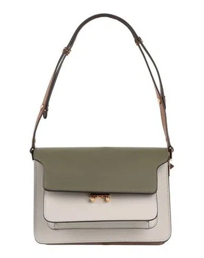 Marni Woman Cross-body Bag Military Green Size - Cow Leather, Brass, Steel