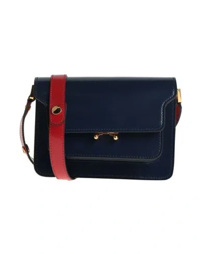 Marni Woman Cross-body Bag Navy Size - Cow Leather, Brass In Navy Blue