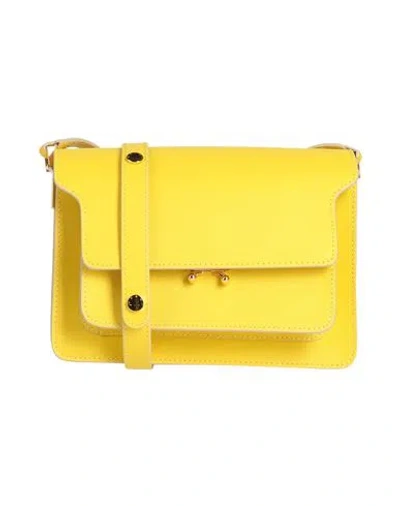 Marni Woman Cross-body Bag Yellow Size - Cow Leather, Brass
