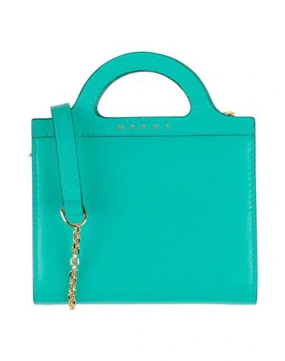 Marni Woman Crossbody Wallet Turquoise Size - Cow Leather In Blue