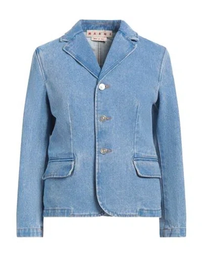 Marni Woman Denim Outerwear Blue Size 8 Cotton