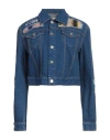 Marni Cropped Knit-trimmed Distressed Denim Jacket In Blue