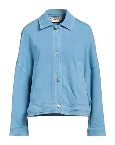 Marni Woman Denim Outerwear Light Blue Size 8 Cotton, Elastane