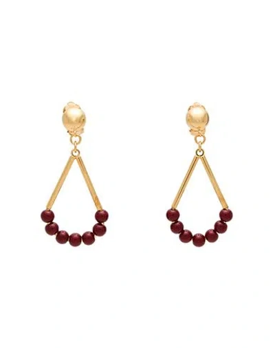 Marni Woman Earrings Burgundy Size - Metal, Resin In Red