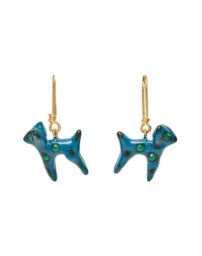 Marni Woman Earrings Deep Teal Size - Metal In Gold