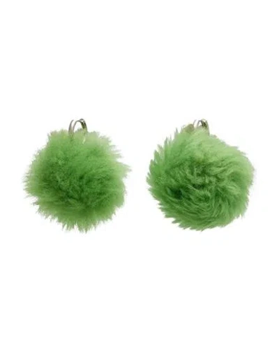 Marni Woman Earrings Green Size - Metal, Shearling