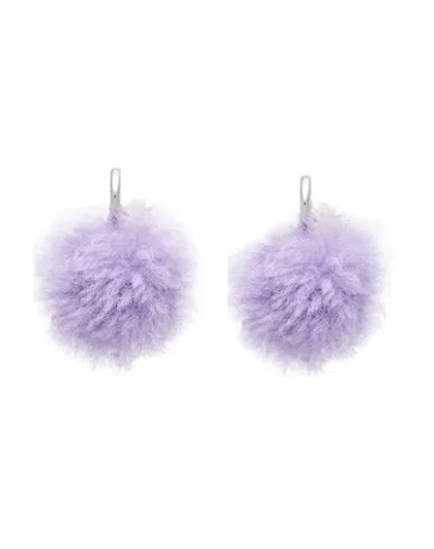 Marni Woman Earrings Lilac Size - Metal, Shearling In Purple