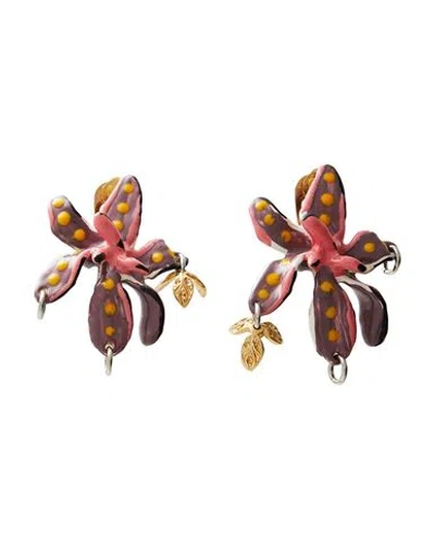 Marni Woman Earrings Mauve Size - Plastic In Purple