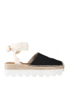 Marni Bicolor Canvas Ankle-wrap Sabot Espadrilles In Black