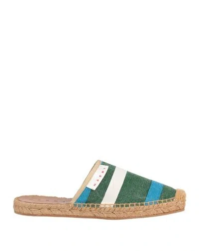 Marni Woman Espadrilles Dark Green Size 8 Textile Fibers, Leather