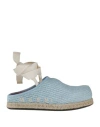 Marni Raffia Lace-up Sabot Slippers In Blue