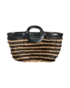 Marni Leather And Faux Raffia Tote In Black