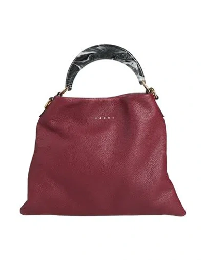Marni Woman Handbag Burgundy Size - Bovine Leather In Red
