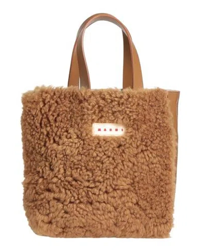 Marni Woman Handbag Camel Size - Lambskin, Cow Leather, Brass, Zinc, Aluminum In Sand