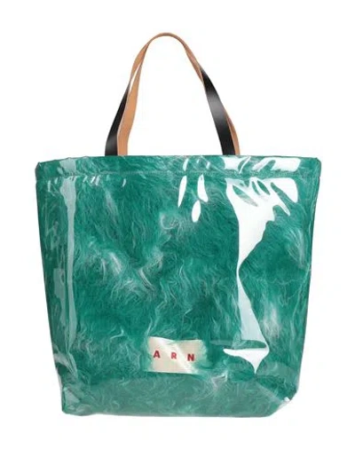 Marni Woman Handbag Deep Teal Size - Pvc - Polyvinyl Chloride, Leather In Green
