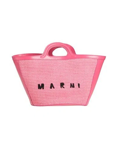 Marni Woman Handbag Fuchsia Size - Cotton, Polyamide, Bovine Leather, Brass In Pink