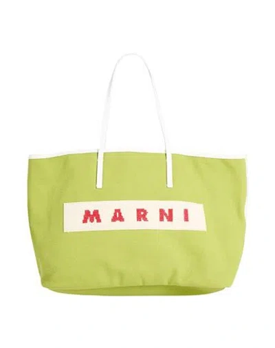 Marni Woman Handbag Green Size - Cotton, Cow Leather, Brass, Zamak