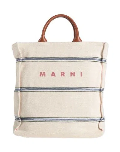 Marni Woman Handbag Ivory Size - Cotton, Polyester, Cow Leather, Brass, Zamak In White
