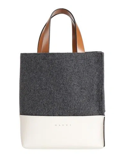 Marni Woman Handbag Lead Size - Wool, Polyamide, Bovine Leather In Grey