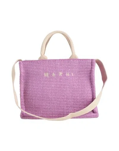 Marni Woman Handbag Lilac Size - Cotton, Polyamide, Polyester, Cow Leather, Brass In Purple