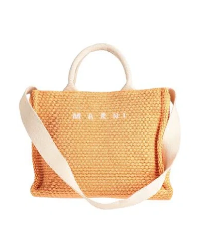 Marni Woman Handbag Mandarin Size - Cotton, Polyamide, Polyester, Cow Leather, Brass In Mandarin