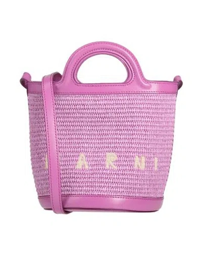 Marni Woman Handbag Mauve Size - Cotton, Polyamide, Cow Leather, Brass In Purple