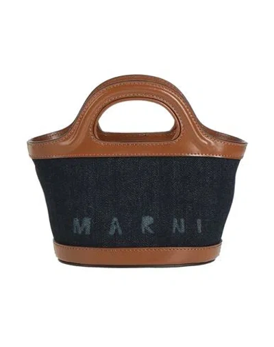 Marni Woman Handbag Midnight Blue Size - Cotton, Cow Leather, Zinc, Aluminum, Copper