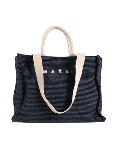 Marni Woman Handbag Midnight Blue Size - Cotton, Polyamide, Polyester, Cow Leather, Brass