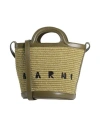 Marni Woman Handbag Military Green Size - Cotton, Polyamide, Cow Leather, Brass