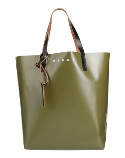 Marni Woman Handbag Military Green Size - Polyurethane, Polyester, Cow Leather