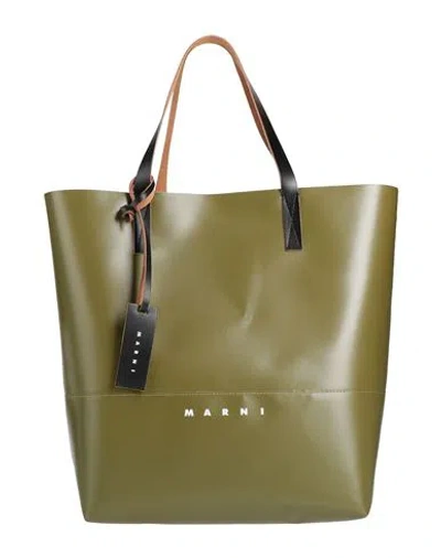 Marni Woman Handbag Military Green Size - Polyurethane, Polyester, Cow Leather