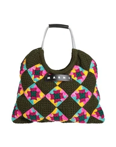 Marni Woman Handbag Military Green Size - Wool, Aluminum