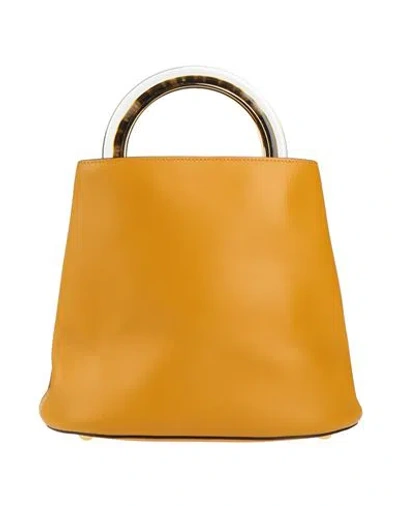 Marni Woman Handbag Ocher Size - Cow Leather, Cotton, Pvc - Polyvinyl Chloride In Yellow