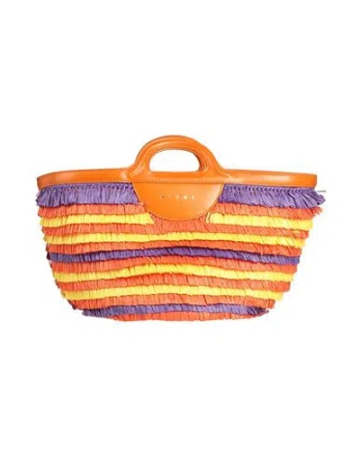 Marni Woman Handbag Orange Size - Viscose, Cow Leather, Aluminum, Brass, Zinc