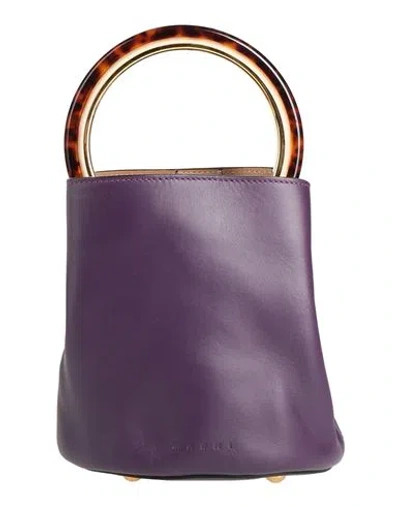 Marni Woman Handbag Purple Size - Cow Leather, Brass, Pmma (polymethyl Methacrylate)