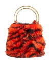 Marni Woman Handbag Tomato Red Size - Calfskin, Brass, Shearling In Tomato Red