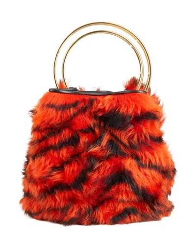 Marni Woman Handbag Tomato Red Size - Calfskin, Brass, Shearling